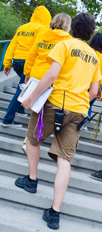 Student workers at orientation