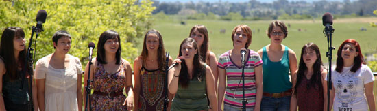 UCSC students singing at an outdoor concert 